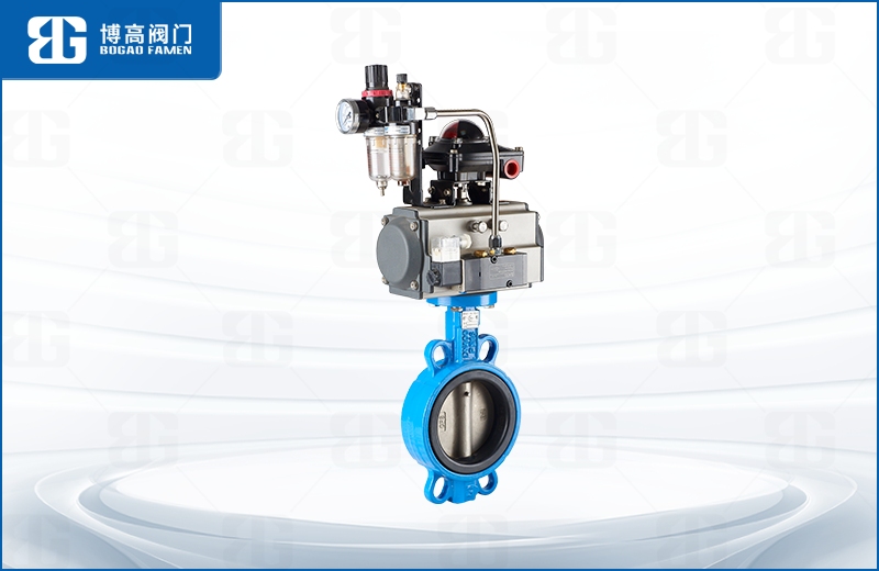 氣動對(dui)夾中線蝶閥(fa)